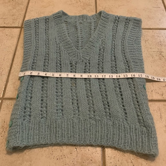Vtg/Handmade Light Blue Chunky Knit V Neck Sweater Vest S/M - Picture 4 of 6